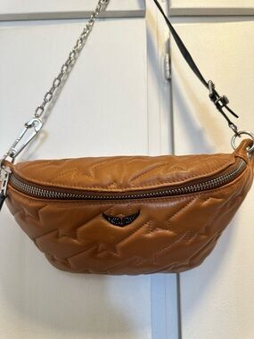 Zadig & Voltaire Tan Quilted Leather Crossbody Belt Bag